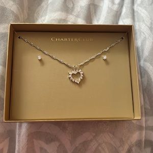 Silver Heart & Earring Necklace